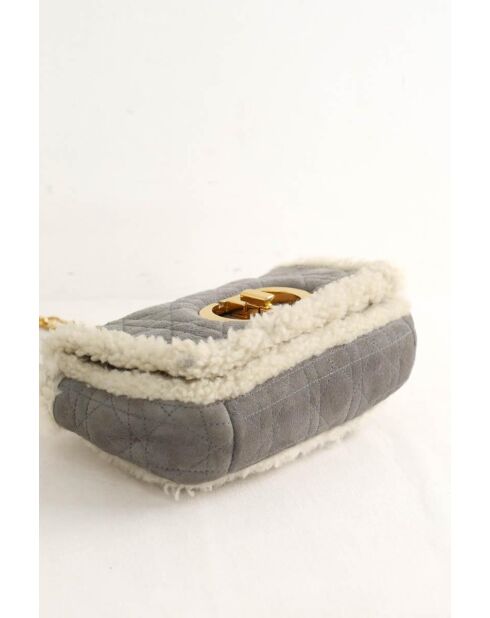 Graue Schultertasche aus Leder - 23x10x13 cm - Guter Zustand