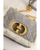 Graue Schultertasche aus Leder - 23x10x13 cm - Guter Zustand