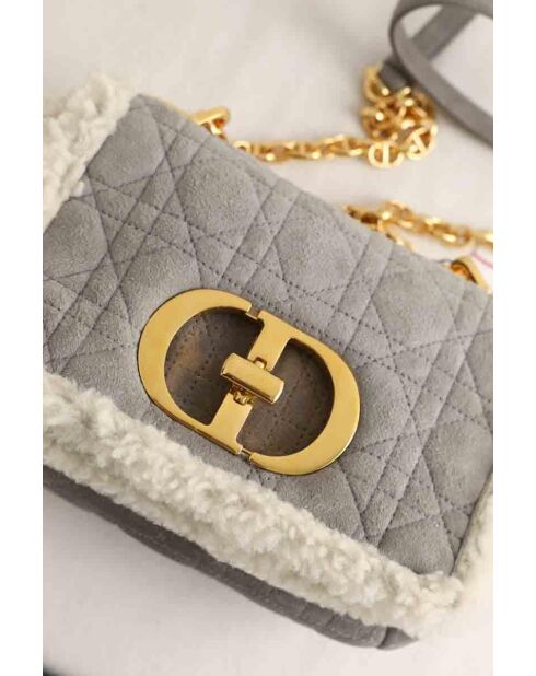 Graue Schultertasche aus Leder - 23x10x13 cm - Guter Zustand