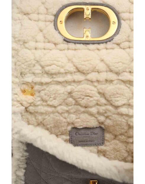 Graue Schultertasche aus Leder - 23x10x13 cm - Guter Zustand