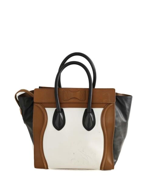 Cabas en cuir multicolore - 36x16x33 cm - Bon état