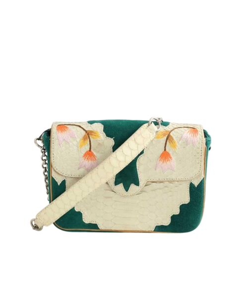 Bandolera de piel exótica en color crudo - 24x8x17 cm - Muy buen estado