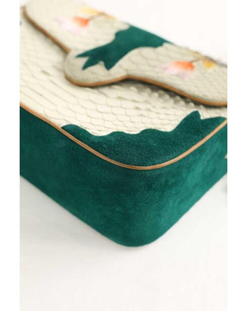 Bandolera de piel exótica en color crudo - 24x8x17 cm - Muy buen estado