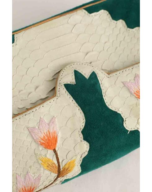 Bandolera de piel exótica en color crudo - 24x8x17 cm - Muy buen estado