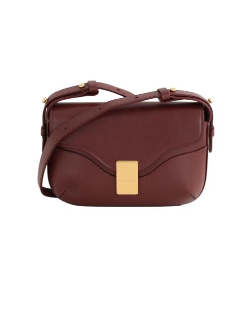 Bordeauxrode leren schoudertas - 22x8x18 cm - Nooit gedragen