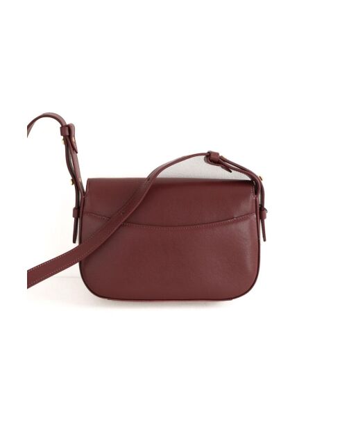 Bordeauxrode leren schoudertas - 22x8x18 cm - Nooit gedragen