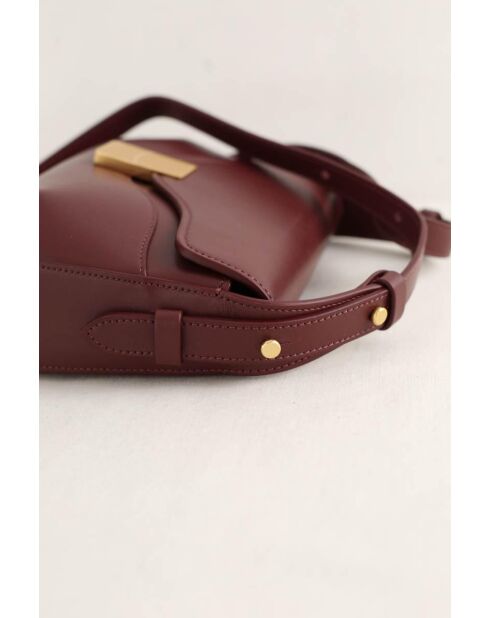 Bordeauxrode leren schoudertas - 22x8x18 cm - Nooit gedragen