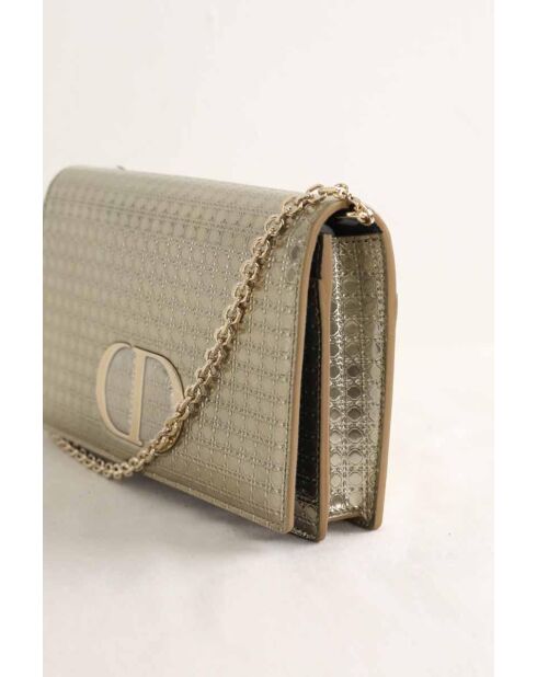 Bolso de hombro de piel con bastón dorado - 19x4x12 cm - Nunca usado