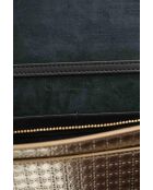 Bolso de hombro de piel con bastón dorado - 19x4x12 cm - Nunca usado