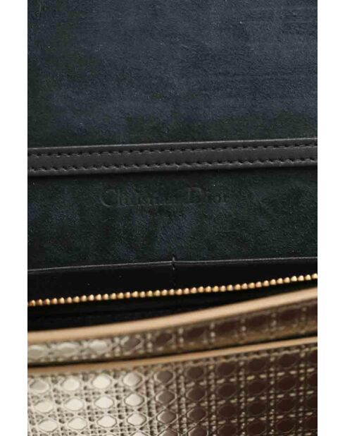 Bolso de hombro de piel con bastón dorado - 19x4x12 cm - Nunca usado