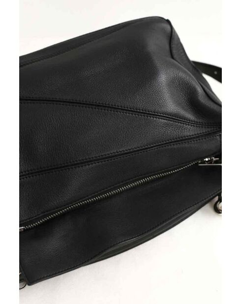 Schwarze Schultertasche aus Leder - 27x10x15 cm - Sehr guter Zustand