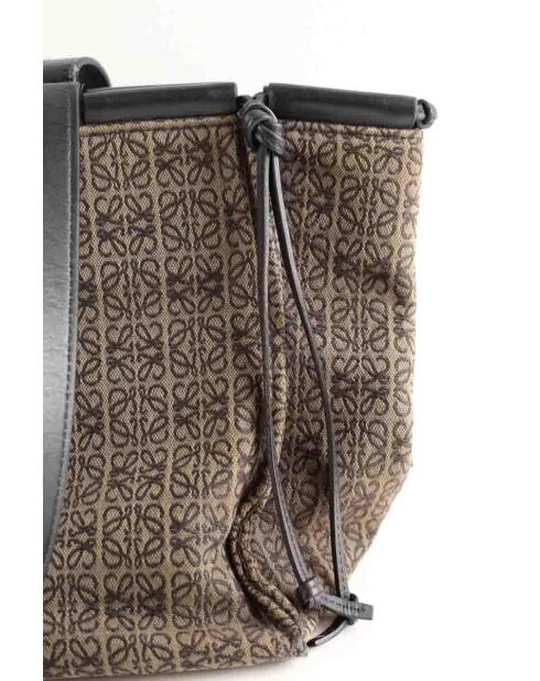 Zwart/bruine leren draagtas - 38x16x26 cm - Zeer goede staat