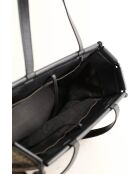 Zwart/bruine leren draagtas - 38x16x26 cm - Zeer goede staat