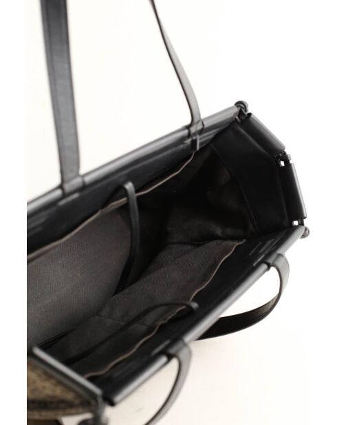 Zwart/bruine leren draagtas - 38x16x26 cm - Zeer goede staat