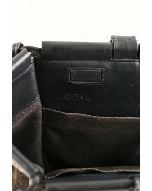 Zwart/bruine leren draagtas - 38x16x26 cm - Zeer goede staat