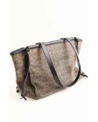 Zwart/bruine leren draagtas - 38x16x26 cm - Zeer goede staat