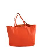 Orangefarbene Tragetasche aus Leder - 38x18x31 cm - Sehr guter Zustand