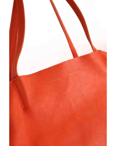 Cabas en cuir orange - 38x18x31 cm - Très bon état