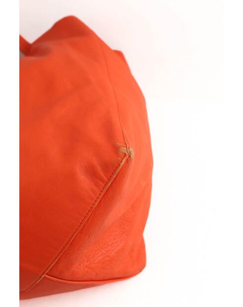 Cabas en cuir orange - 38x18x31 cm - Très bon état