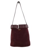 Cabas en daim bordeaux - 32x20x29 cm - Jamais porté