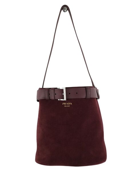 Cabas en daim bordeaux - 32x20x29 cm - Jamais porté