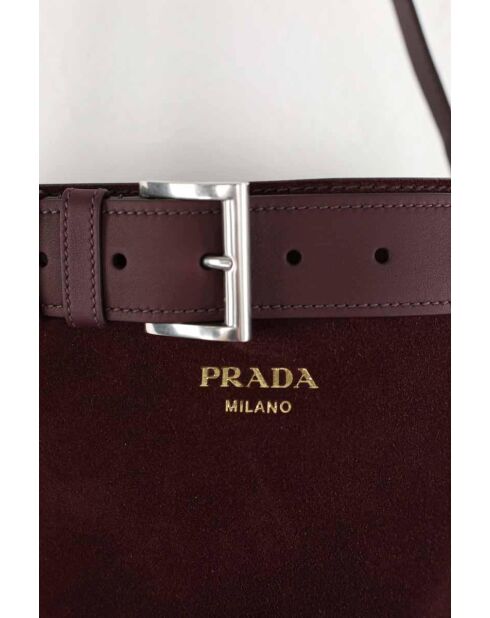 Cabas en daim bordeaux - 32x20x29 cm - Jamais porté