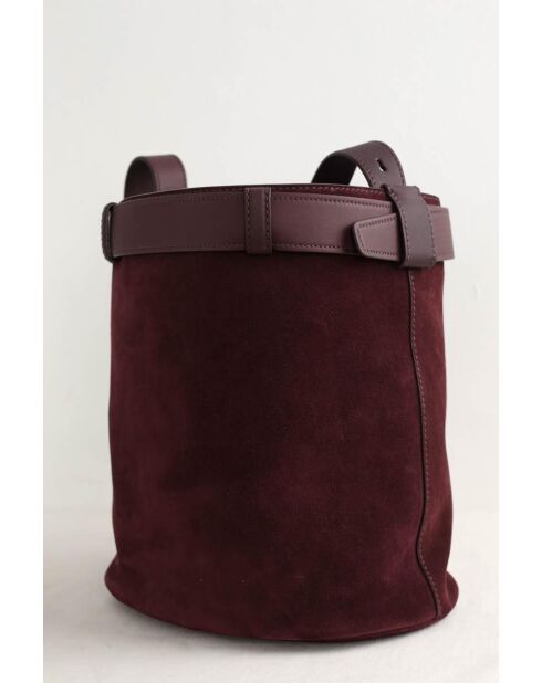 Cabas en daim bordeaux - 32x20x29 cm - Jamais porté