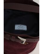 Cabas en daim bordeaux - 32x20x29 cm - Jamais porté