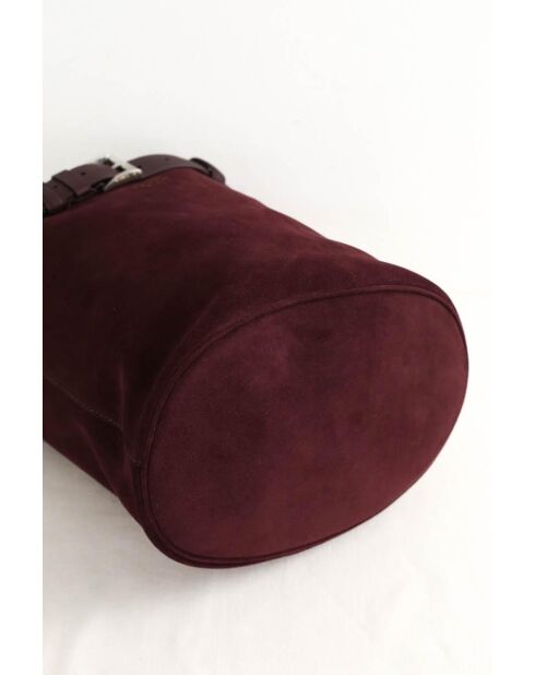 Cabas en daim bordeaux - 32x20x29 cm - Jamais porté