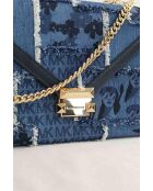 Blaue Schultertasche aus Stoff - 23x8x20 cm - Sehr guter Zustand