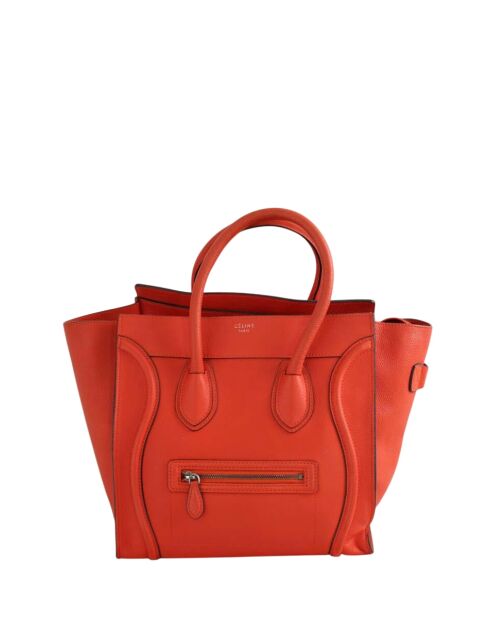 Cabas en cuir orange - 38x16x31 cm - Très bon état