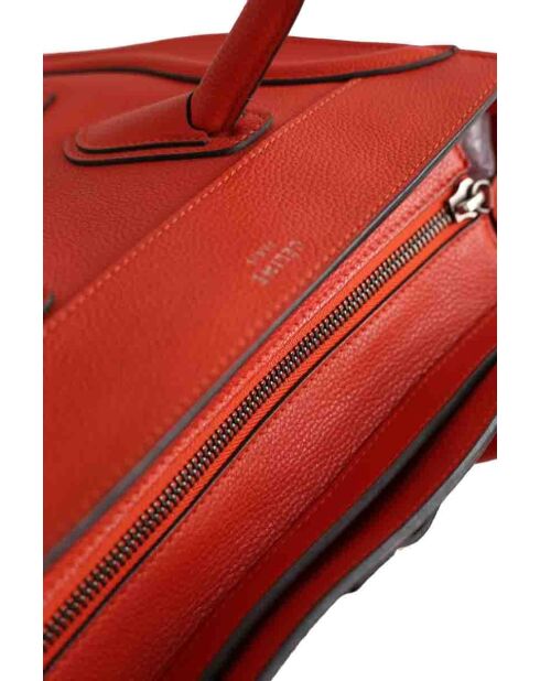 Cabas en cuir orange - 38x16x31 cm - Très bon état