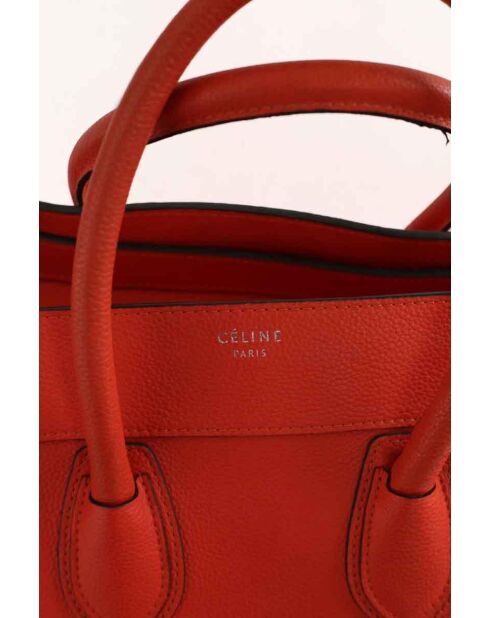 Cabas en cuir orange - 38x16x31 cm - Très bon état