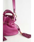 Paarse leren schoudertas - 28x19x11 cm - Goede conditie