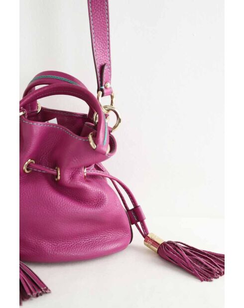 Paarse leren schoudertas - 28x19x11 cm - Goede conditie