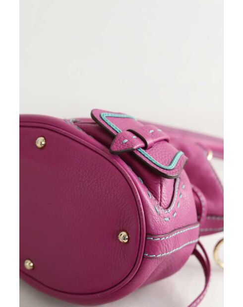 Paarse leren schoudertas - 28x19x11 cm - Goede conditie