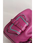 Paarse leren schoudertas - 28x19x11 cm - Goede conditie