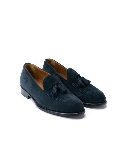 Mocassins à pompon Maelan en cuir bleu marine