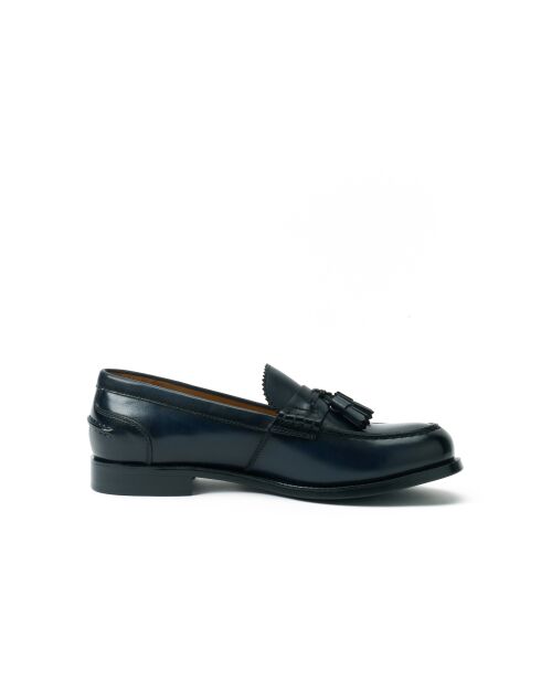 Alma marineblaue Loafer aus Leder mit Quasten
