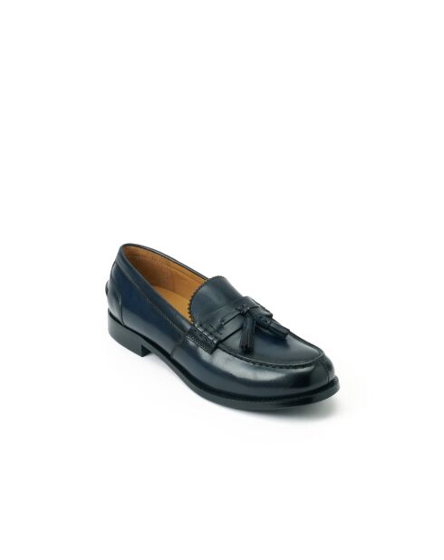 Alma marineblaue Loafer aus Leder mit Quasten
