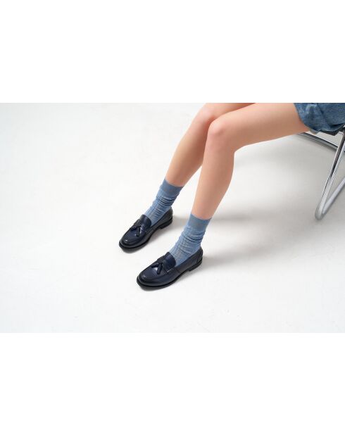 Alma marineblaue Loafer aus Leder mit Quasten