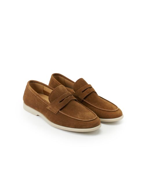 Mocasines tipo broche de piel marrón Yoan