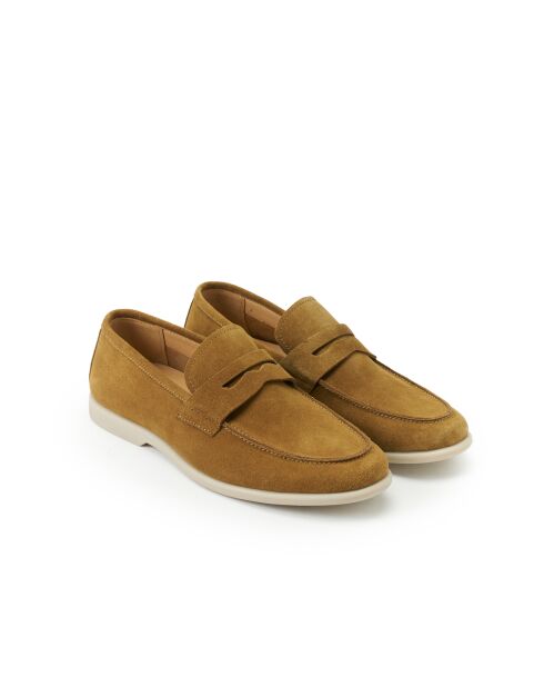Laurent Mokassins mit Clip aus ockerbraunem Leder