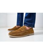 Laurent Mokassins mit Clip aus ockerbraunem Leder