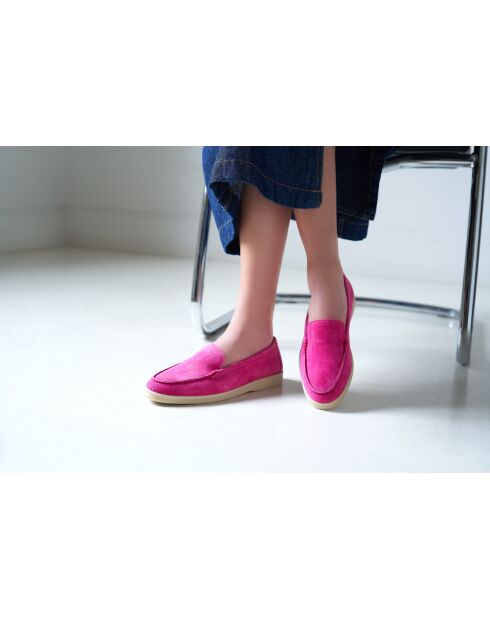 Slip on Soline en cuir daim rose cerise
