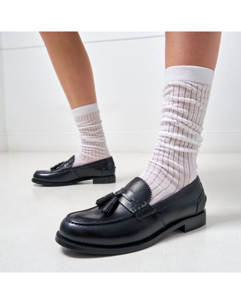 Mocassini neri con nappine Euphémie in pelle