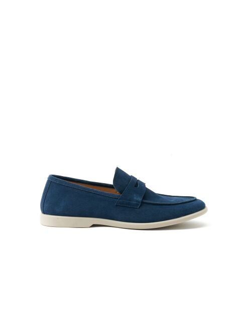 Mocassins à barette Elouan en cuir bleu marine
