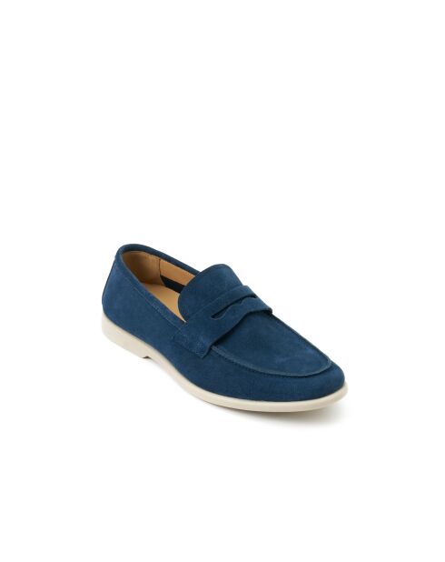 Mocassins à barette Elouan en cuir bleu marine