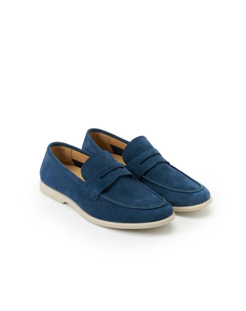 Mocassins à barette Elouan en cuir bleu marine