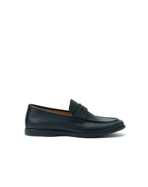 Mocassins à barette Dave en cuir bleu marine